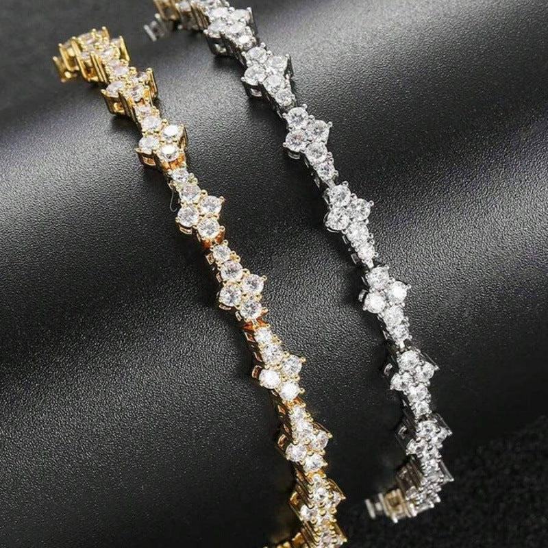 Classic Cluster Tennis Bracelet | White Gold