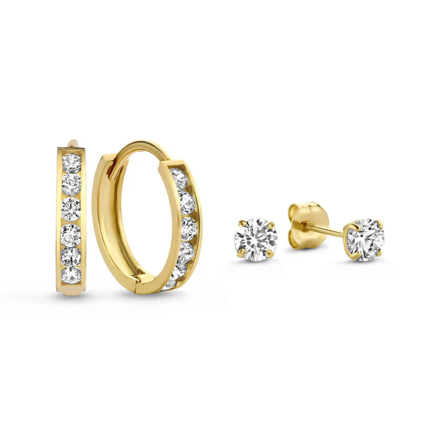 Dara Brillane Stone Earrings Set | White Gold