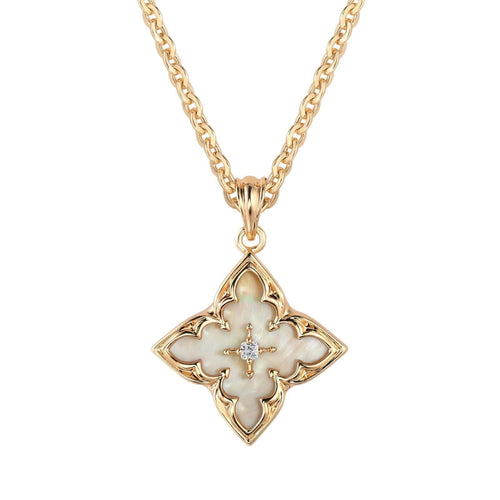 Blue Clover Pendant Necklace | Gold
