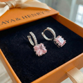 Pink Radiance Huggie Earrings | White Gold