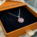 Rose Lotus Halo Necklace | White Gold