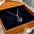 Selvara Crescent Drop Necklace | White Gold