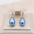 Blue Ocean Dew Earrings | Gold